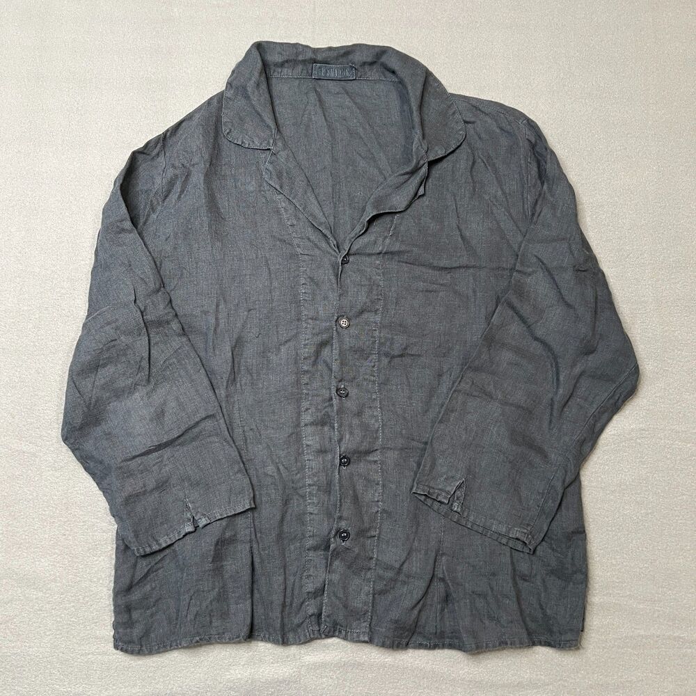 CP Shades Shirt Women's Medium Gray 100% Linen Regular Fit Casual Button-Up